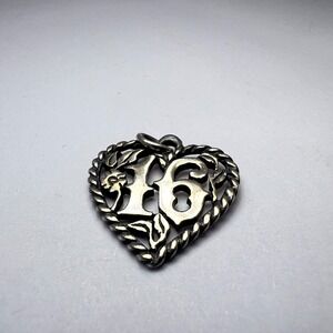 Retired James Avery Sweet 16 Heart Rose Charm Or Pendant Vintage Birthday Gift